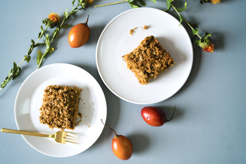 Tamarillo Amaranth Crumble by Chef Kassia Emily Fiedor